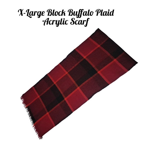 Other - Buffalo Plaid Acrylic Scarf - Red and Black X-Large Block
